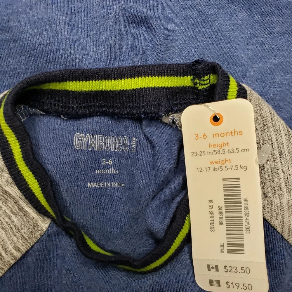 NWT Gymboree 3-6 Months Baby Boy Raglan 
